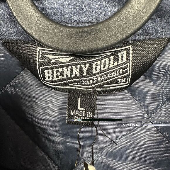 NWT Benny Gold Quilted Snap Large Long Sleeve Shirt Jacket Shacket Blue Men’s - Picture 5 of 12